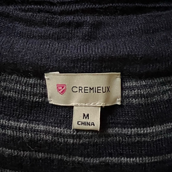 Cremieux Crew Neck Textured Knit Striped Navy Sweater Dress Sz M - Picture 6 of 6